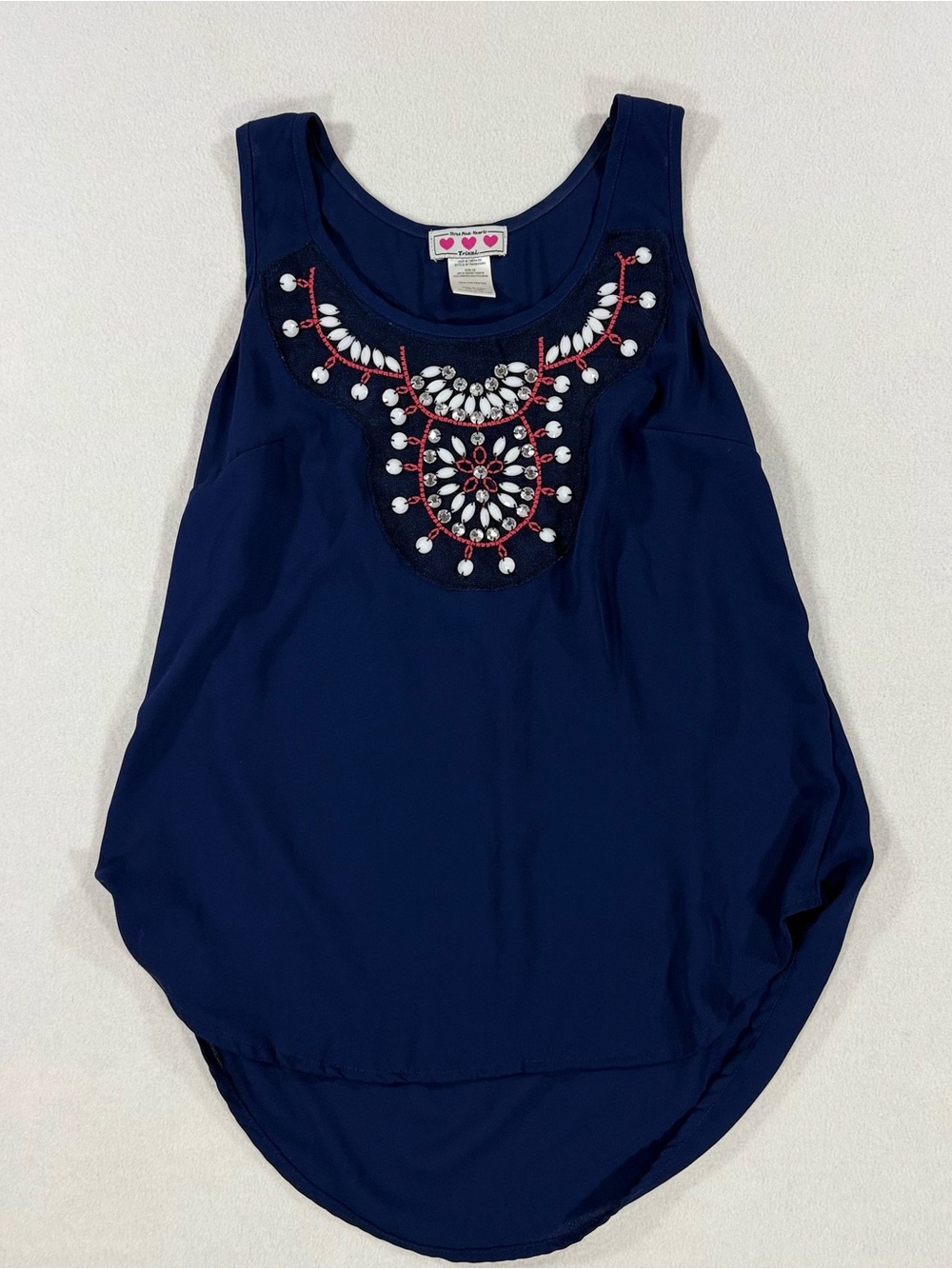 Three Pink Hearts Trixxi Women's Sleeveless Embellished Bead Top Western Size XS